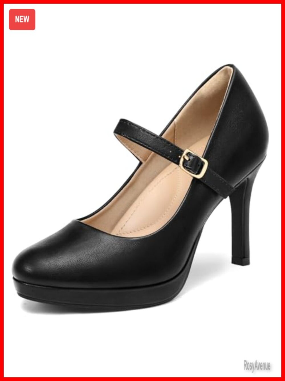 Women's Pointed Toe Mary Jane Platform High Heel Dress Pumps Buckle